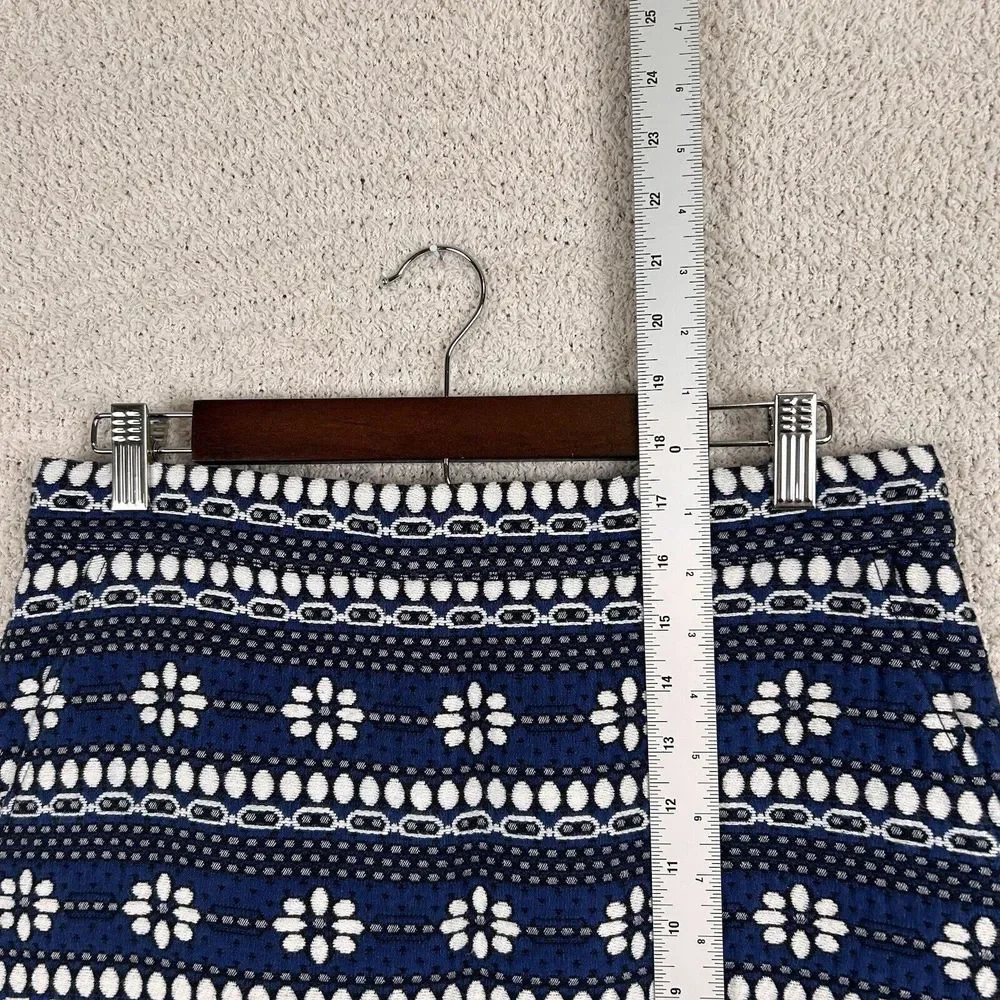 J. Crew Skirt Womens 6 Blue Floral Jacquard Lined Pencil Mini Back Zip Pockets - Picture 15 of 15